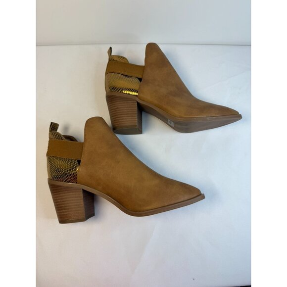 Dolce Vita Fig Womens Size 9 Cognac/Gold Snakeskin Ankle Booties Block Heel - Picture 7 of 13